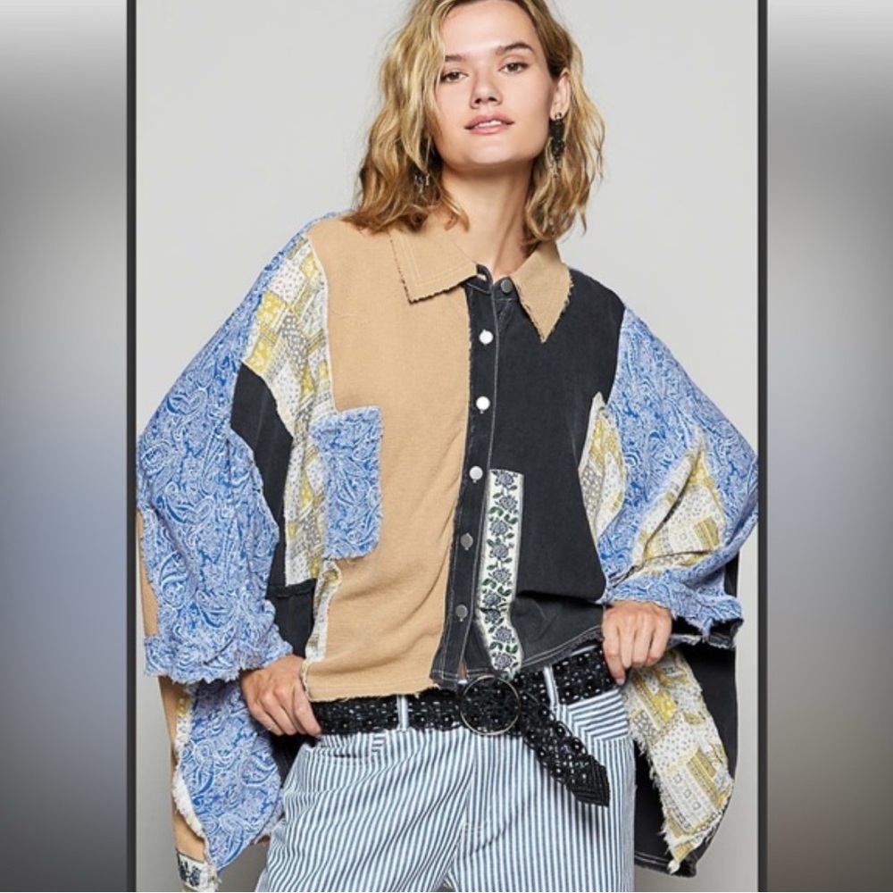 Pol Patchwork Button Up Medium - image 2